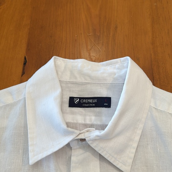 100% Linen CREMIEUX Collection White Short Sleeve Shirt - Picture 7 of 10